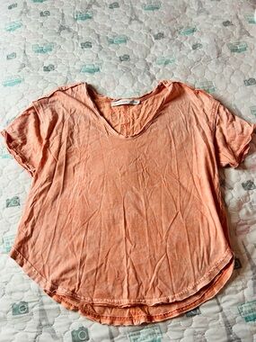 Altar'd State Peach Short-Sleeve Scoop Neck Crop Top